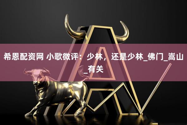 希恩配资网 小歌微评：少林，还是少林_佛门_嵩山_有关